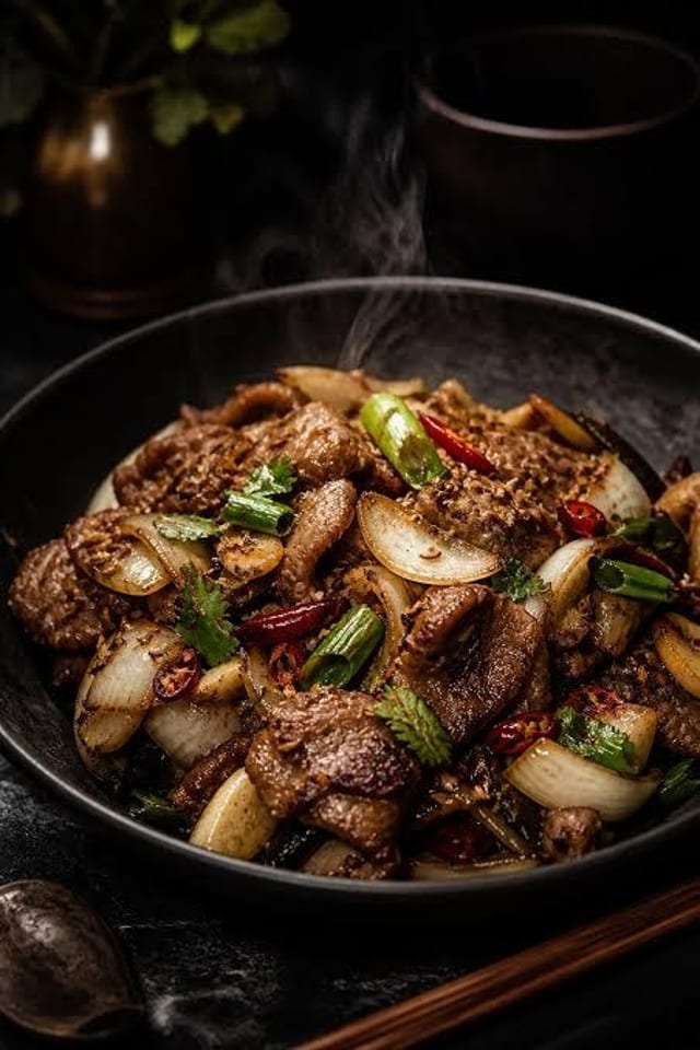 M15. Sautéed Cumin Flavor Sliced Lamb 孜然黑山羊.