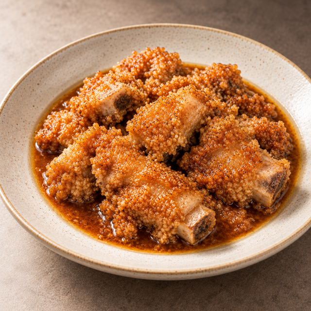 FAMILY-RECIPE STEAMED PORK RIBS WITH SPICED RICE 祖传汉阳粉蒸排骨.